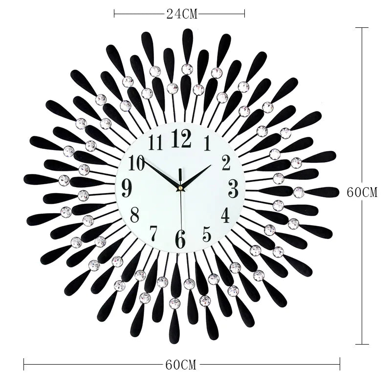 Crystal Sun Modern Style Silent Wall Clock 38X38/60X60/70X70cm, New Product Living Room Office Home Wall Decoration - vue 8 sur 14