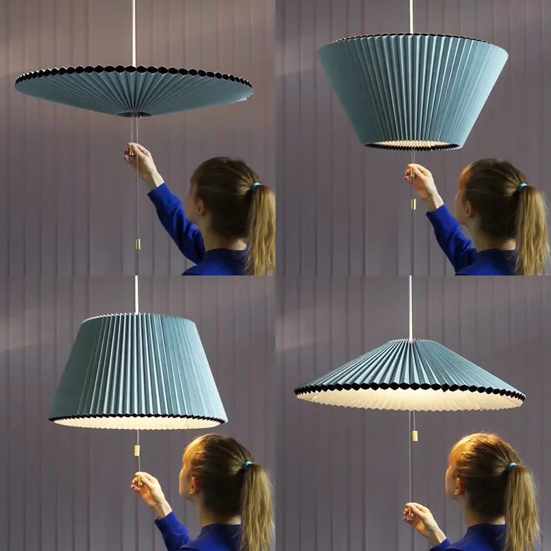 lustre moderne design parapluie en tissu plissé déformé led - vue 4 sur 9
