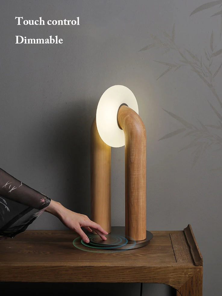 lampes de table vintage en bois massif à contrôle tactile led