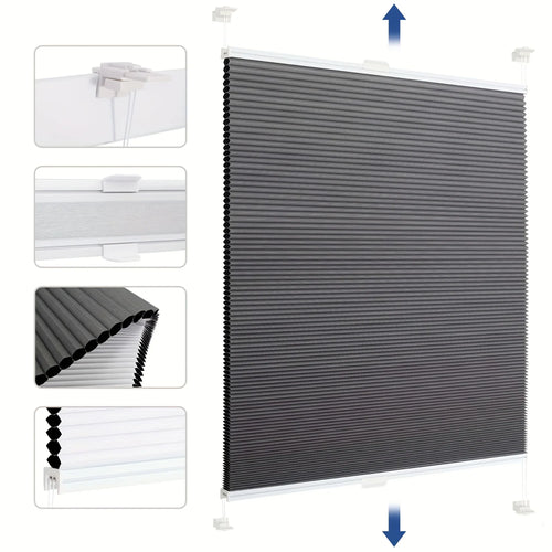 Store plissé alvéolé occultant sans perçage pour fenêtre