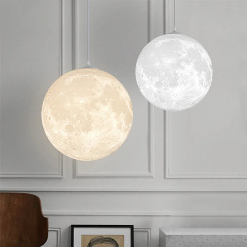 Suspension boule lune imprimée en 3D - vue 3 sur 5