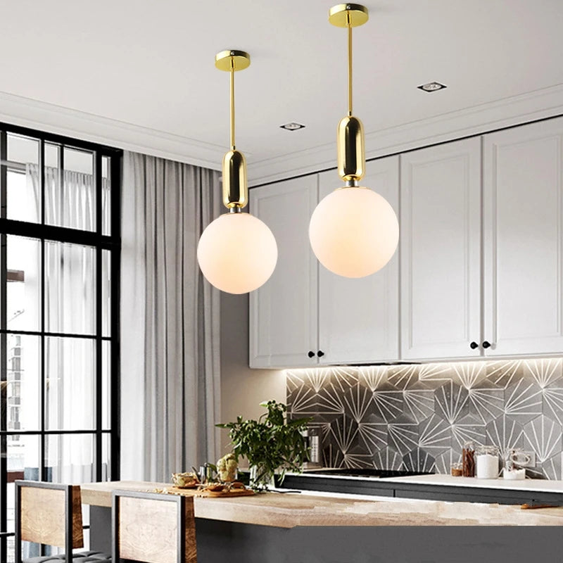 boule de verre moderne suspension lumières led éclairage intérieur décoratif - vue 4 sur 22