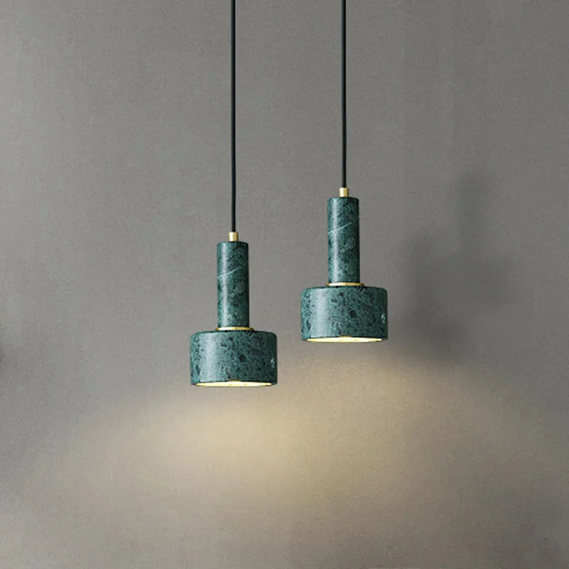 suspension LED en marbre style nordique rétro américain - vue 2 sur 8