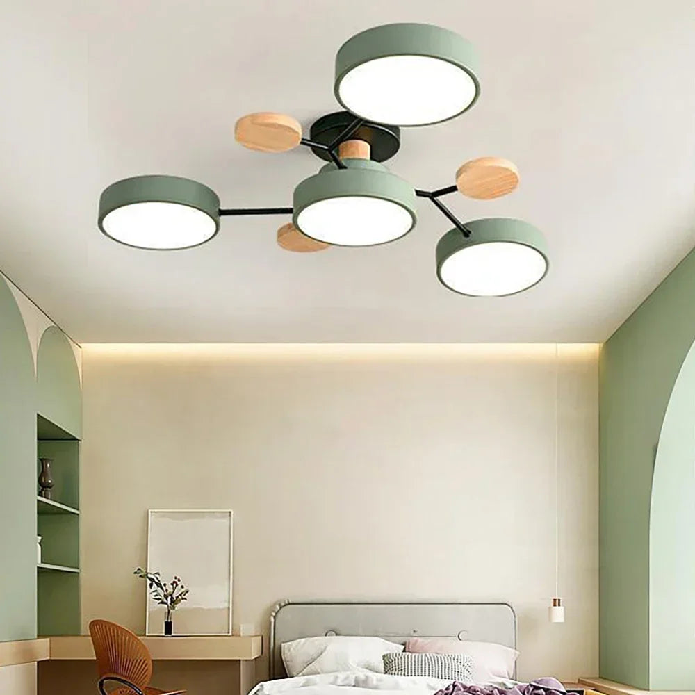 plafonnier LED en bois design nordique pour intérieur élégant - vue 5 sur 22