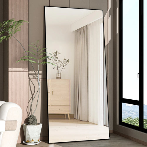 CASSILANDO Full Length Mirror 65" * 24 ", Floor Standing Mirror,  Black Metal Frame Mirror， Full Body Mirror - vue 5 sur 8