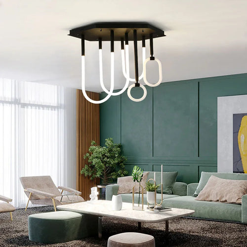 Nordic style minimalist line combination dimmable LED chandelier - vue 2 sur 10