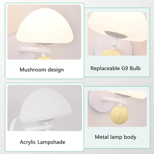 applique murale led en forme de champignon nordiques pour ambiance créative