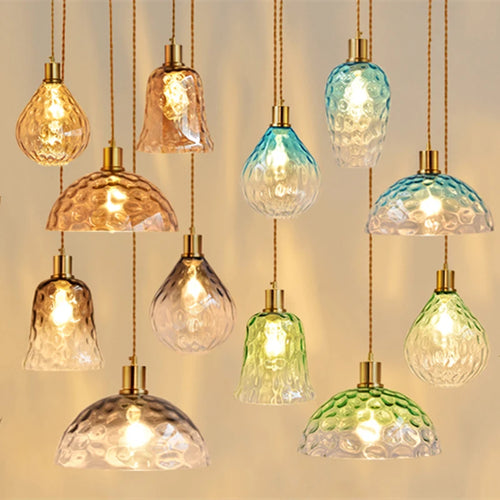 suspension vintage en verre coloré pour décoration nordique et loft