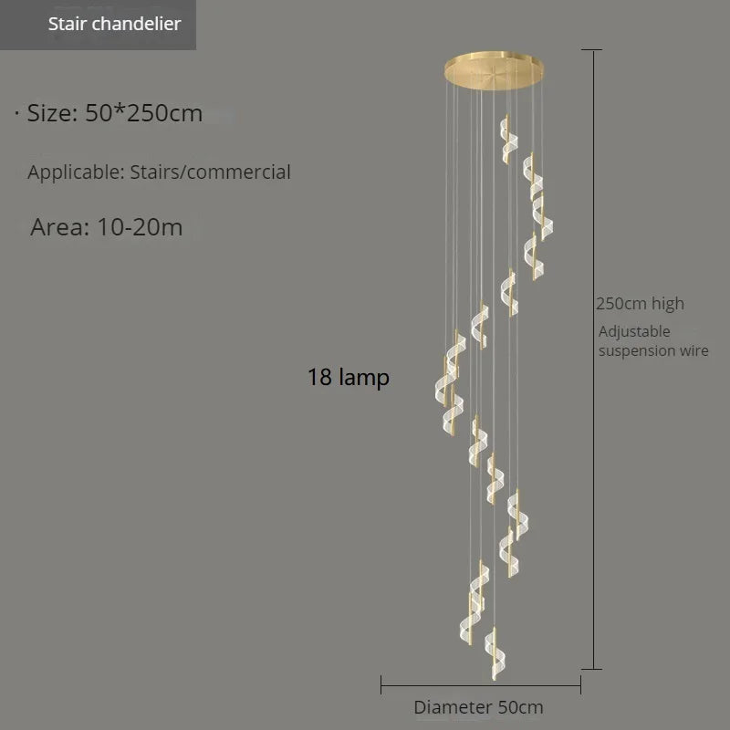 lustre moderne nordique twist light en acrylique pour intérieur élégant