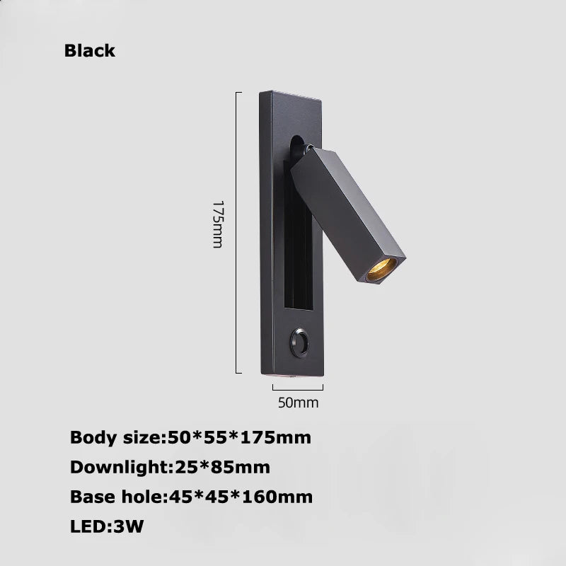 applique murale led rotative avec interrupteur pour lecture - vue 19 sur 21
