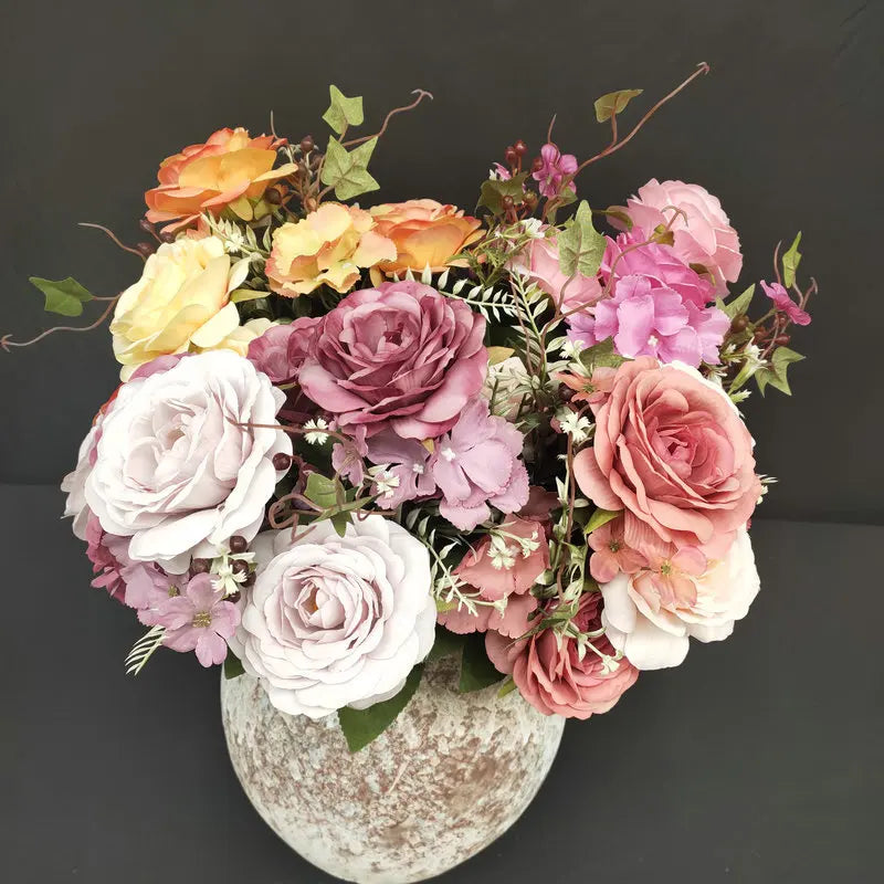 bouquet de roses en soie pour décoration de mariage et jardin - vue 4 sur 15