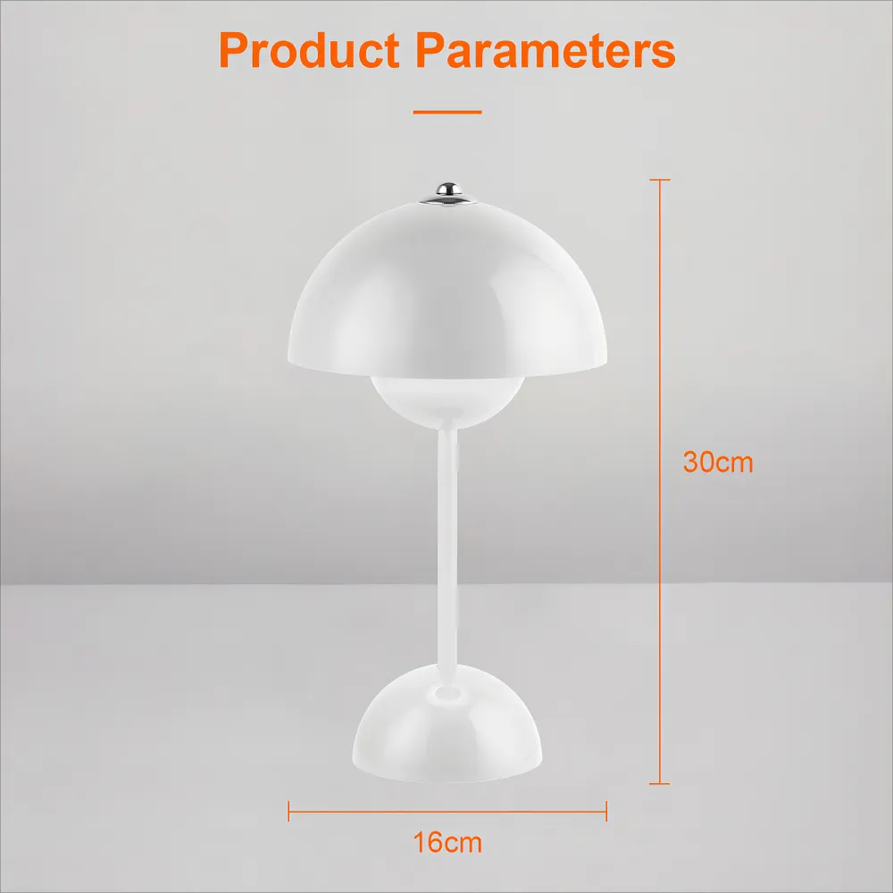 Lampe de table led nordique interrupteur tactile supérieur lampe de table de chargement USB lampe de champignon de bourgeon de fleur lampe de table décorative de table de chevet - vue 7 sur 14