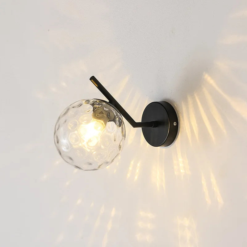 Lampe de applique murale LED boule de verre postmoderne Simple chambre chevet lampara luxe or бра allée intérieure salon décor applique murale