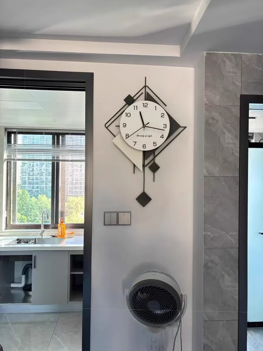 New Design Creative Wall Art Clock, Silent Pendulum Clock, Living Room Wall Decor Clocks, Metal Home Wall Decorations, Large - vue 2 sur 8