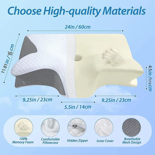 1pc Memory Foam Cervical Pillow, 2 in 1 Ergonomic Contour Orthopedic Pillow for Neck Pain, Contoured Support Pillows,Neck Pillow - vue 4 sur 9