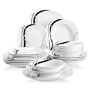 Service vaisselle porcelaine design rayures forme carrée