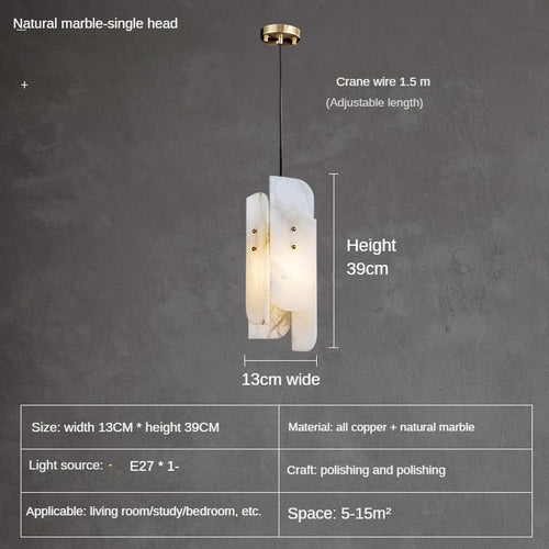 Modern decorative chandelier in natural marble minimalist