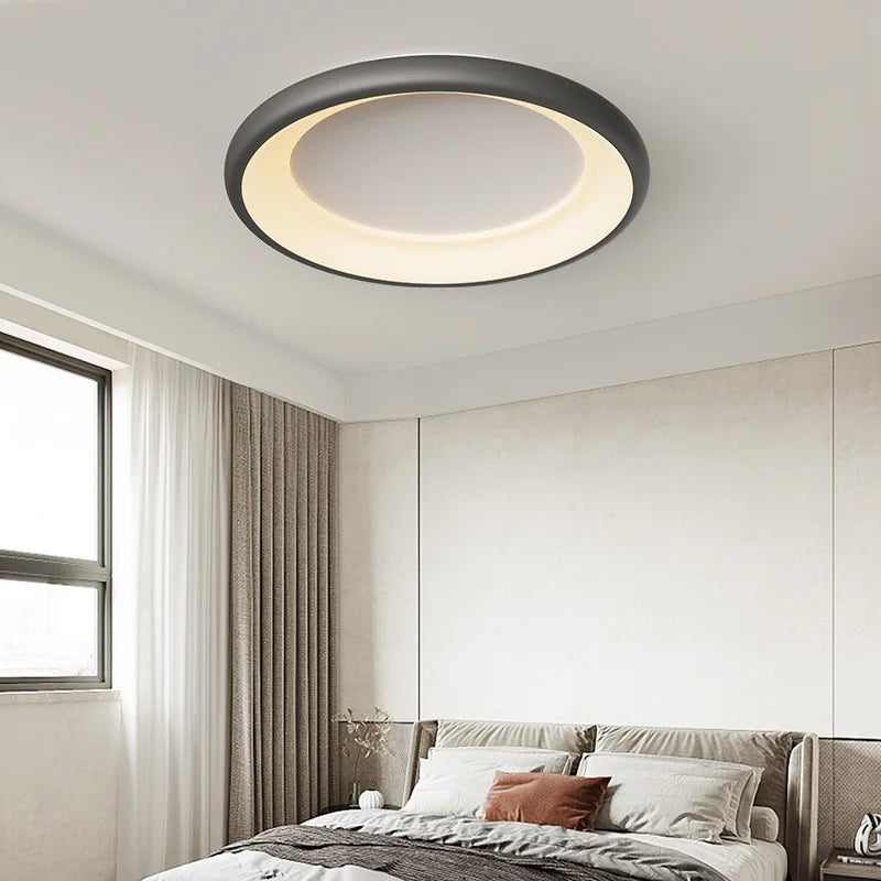 plafonnier rond moderne avec anneau extérieur décoratif - vue 5 sur 10