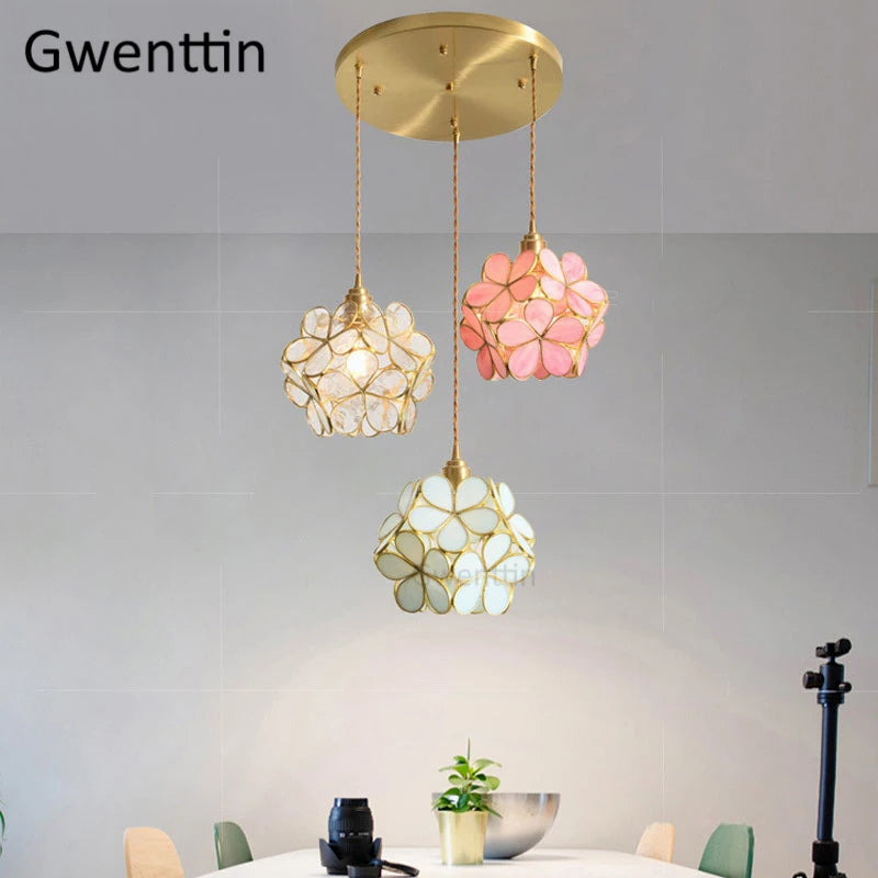suspension en verre florale style art déco pour intérieur élégant - vue 5 sur 11