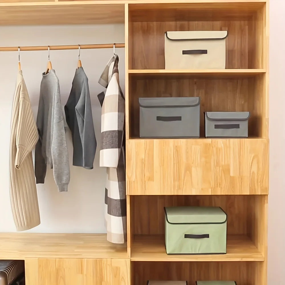 boîte de rangement en tissu pliable avec couvercle anti-poussière - vue 4 sur 12