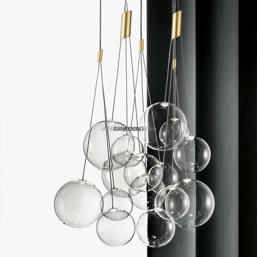 Nordic minimalist glass designer chandelier with LED - vue 2 sur 10