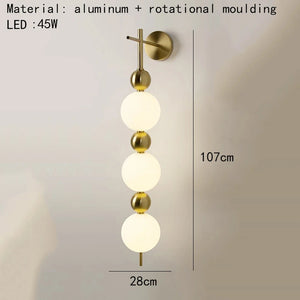 Metal LED wall light with acrylic globe and variable dimming