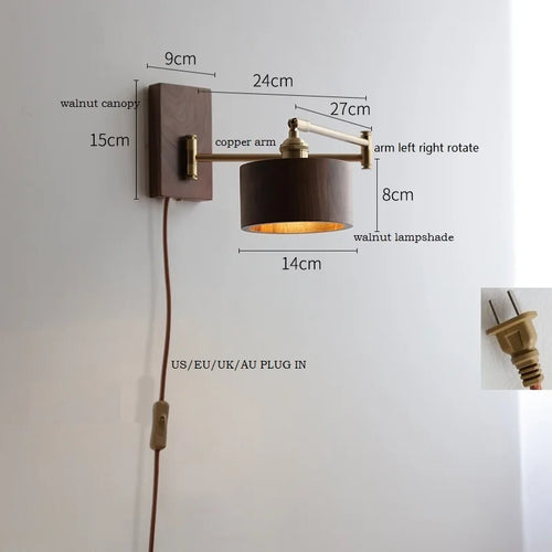Applique murale LED en bois de frêne et de noyer - vue 14 sur 23