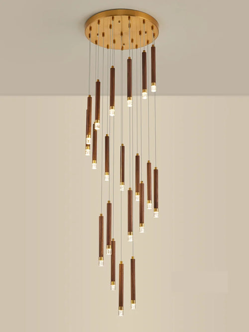 lustre led moderne en noyer pour duplex nordique simple