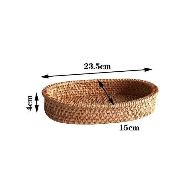 panier rond en rotin tressé pour fruits et collations - vue 12 sur 13