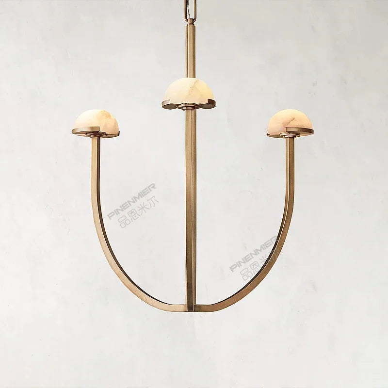 lustre en marbre naturel espagnol style rétro en cuivre et led - vue 3 sur 9