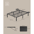 VASAGLE Double Bed Frame, Metal Bed Frame, with Bedside Shelves, Guest Bed Frame, for 190 x 140 cm Mattresses, Easy Assembly