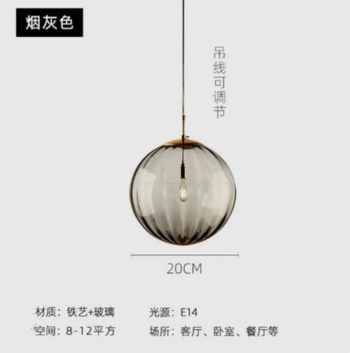 Lustre boule de verre coloré nordique lampes suspendues moderne Grain d'eau Restaurant cuisine luminaire suspendu chambre lampe de chevet - vue 20 sur 29