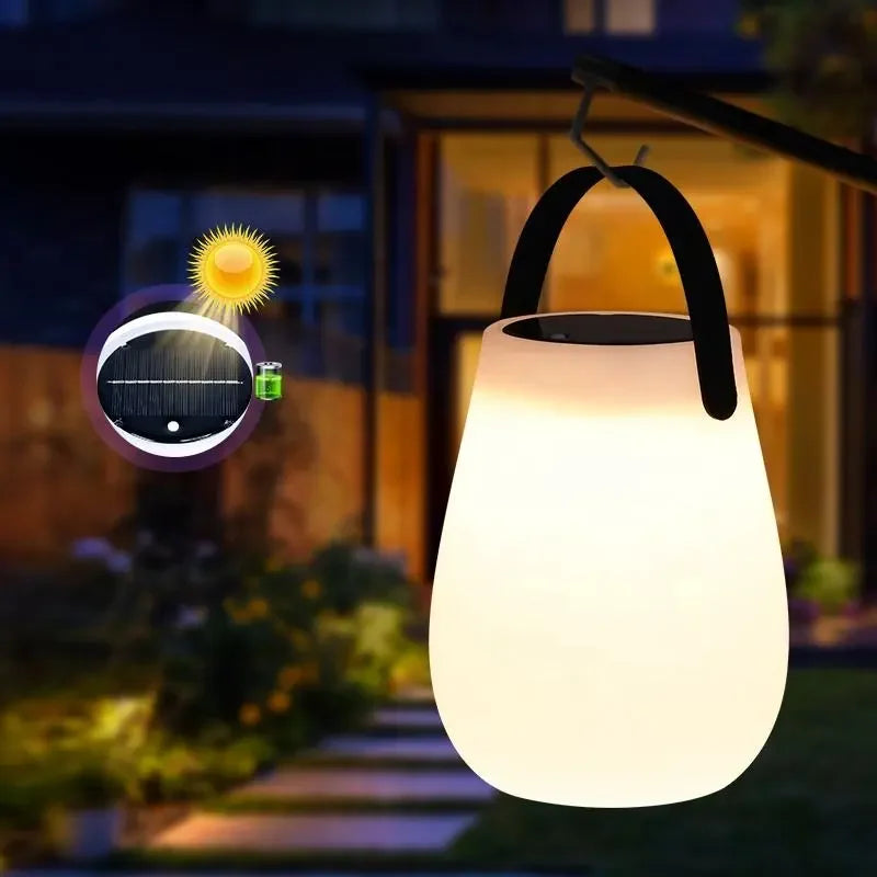 lanterne solaire rechargeable sans fil avec poignée en silicone