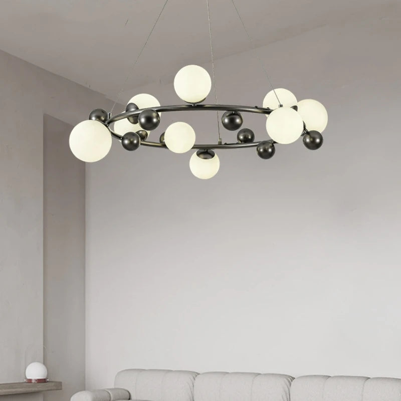 suspension moderne en métal et verre décorative avec fil réglable - vue 3 sur 13