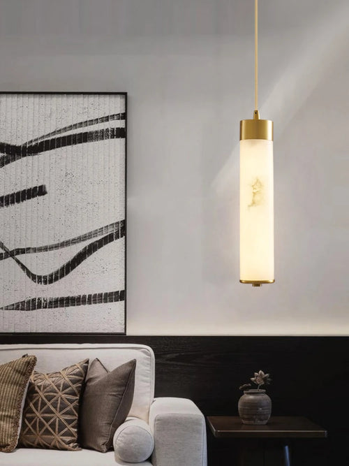 Pure natural marble and copper chandelier for modern minimalist decor