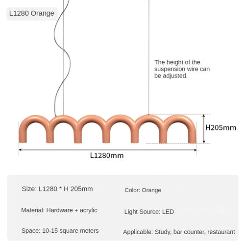 Minimalist u-shaped industrial chandelier for interior decor - vue 11 sur 14