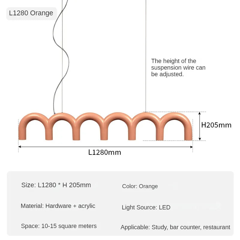 Minimalist u-shaped industrial chandelier for interior decor - vue 11 sur 14