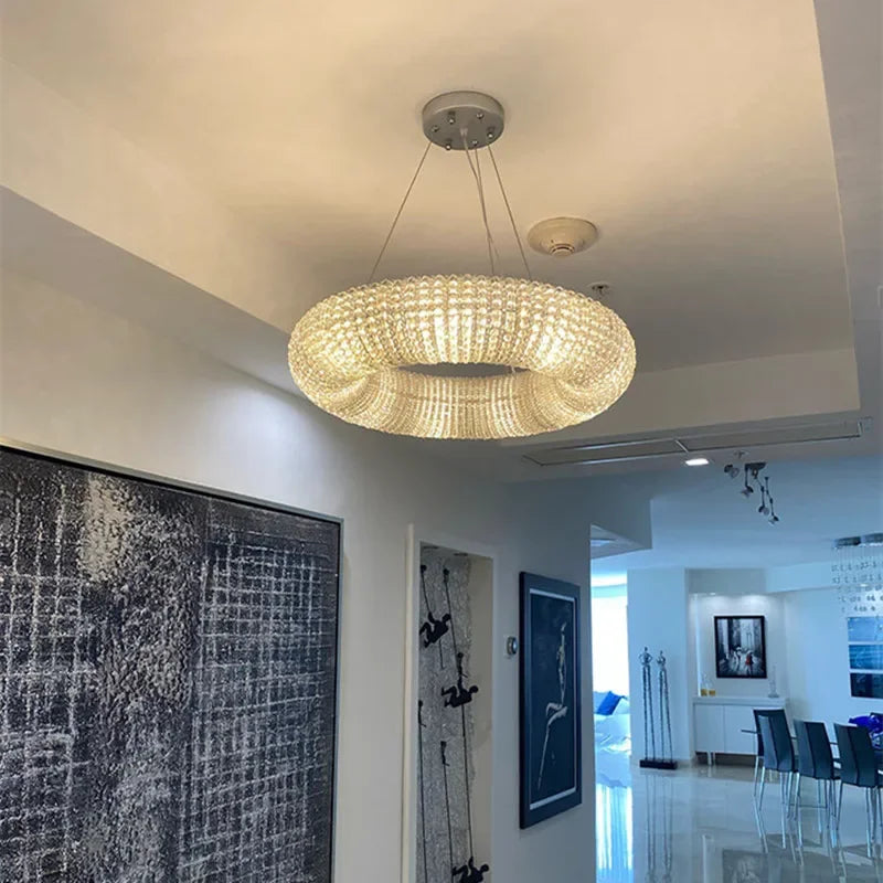 Modern Luxury Crystal Loft Chandelier Living Room Lustre Pendant Lamp Suspension Home Interior Decor Hanging Light Fixtures - vue 3 sur 10