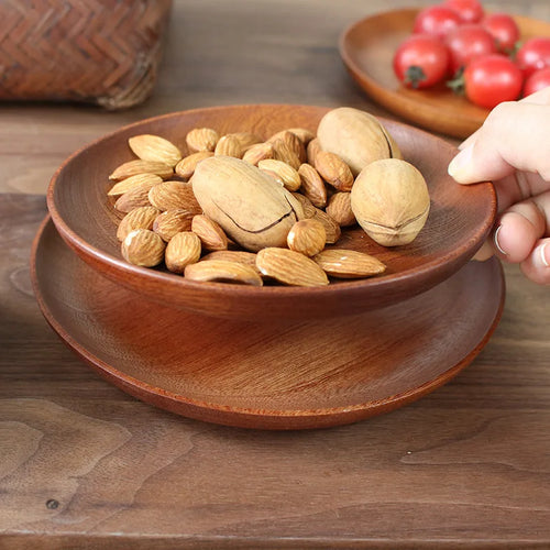 Assiettes plates bois artisanales style rustique service table