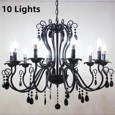 Vintage metal chandelier with decorative crystal pendants for indoor use