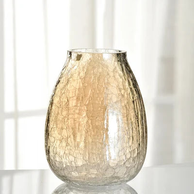 Light luxury handicraft ornaments, ice flower colored glass vase, large transparent glaze ware - vue 12 sur 11