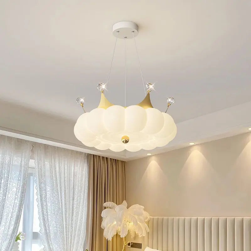 lustre moderne led avec suspension couronne option télécommande - vue 4 sur 12