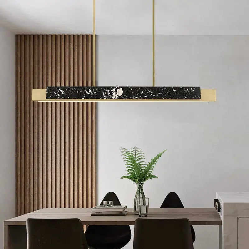 Lustre design style marbre moderne de luxe minimaliste longue bande - vue 4 sur 8