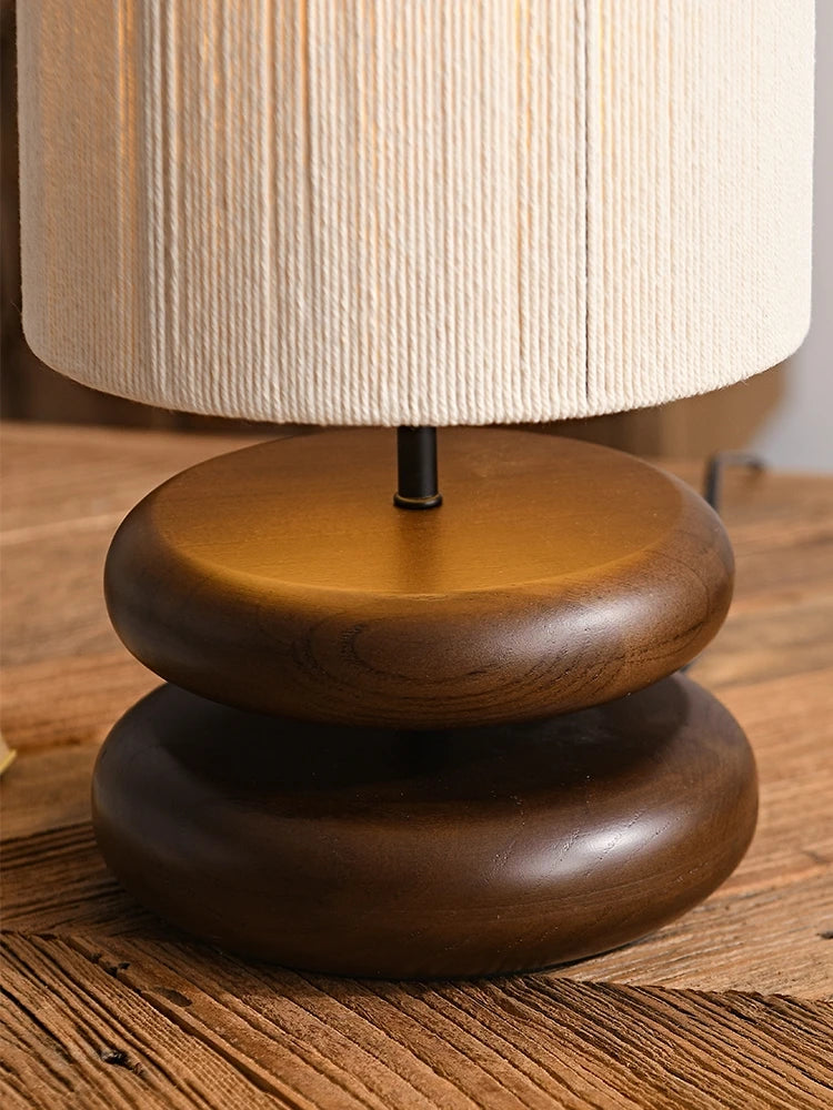 lampe de table japonaise bois massif rétro - vue 7 sur 8