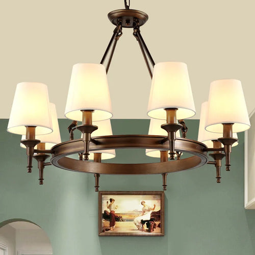 lustre américain rétro maison intérieur salon salle à manger décor plafond tissu abat-jour Lampara techo