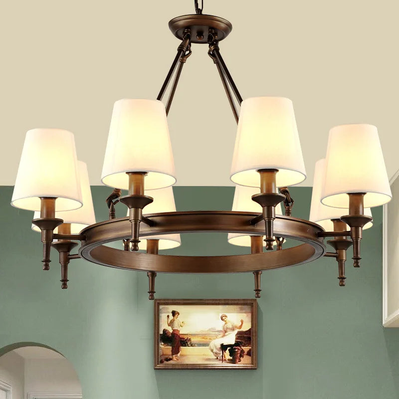 lustre américain rétro maison intérieur salon salle à manger décor plafond tissu abat-jour Lampara techo - vue 4 sur 14