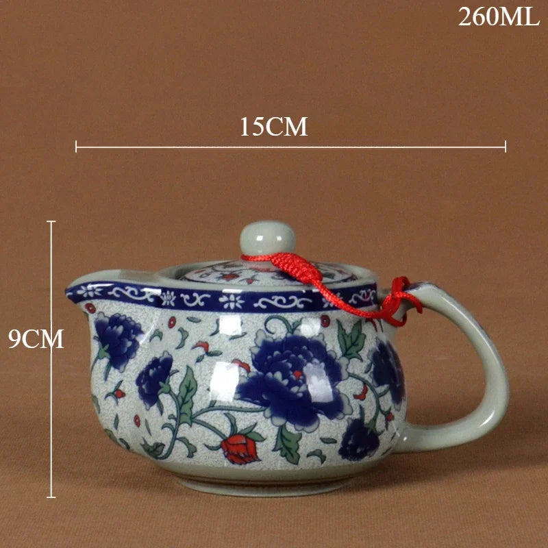 Théière céramique jingdezhen motif traditionnel avec filtre - vue 6 sur 7