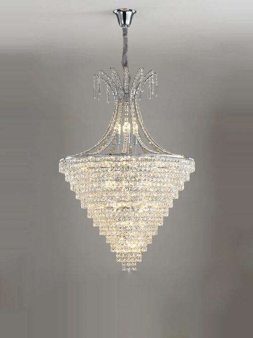 lustre en cristal chrome pour éclairage intérieur élégant