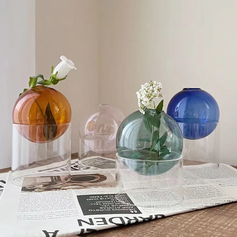 mini vase rond en verre pour décoration hydroponique écologique - vue 3 sur 18