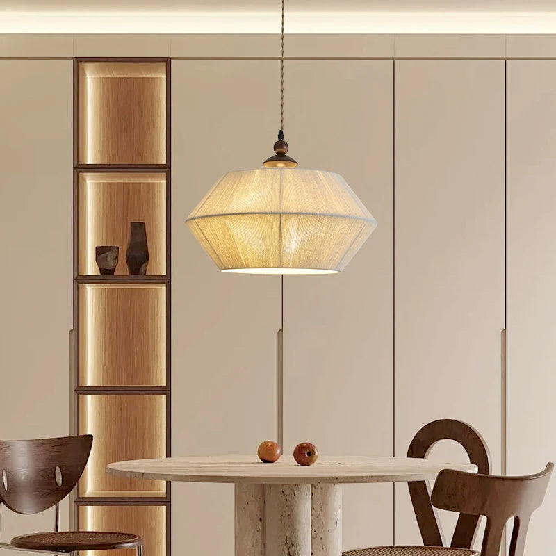 suspension moderne en bois et corde de chanvre tissée à la main